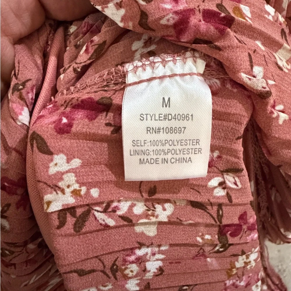Rust Floral Tiered Long-Sleeve Maxi Dress - Picture 9 of 10